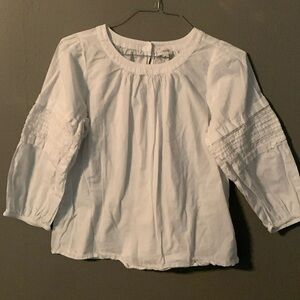 J. Crew White Cotton Top with Beautiful Detail Sleeves. Size Small